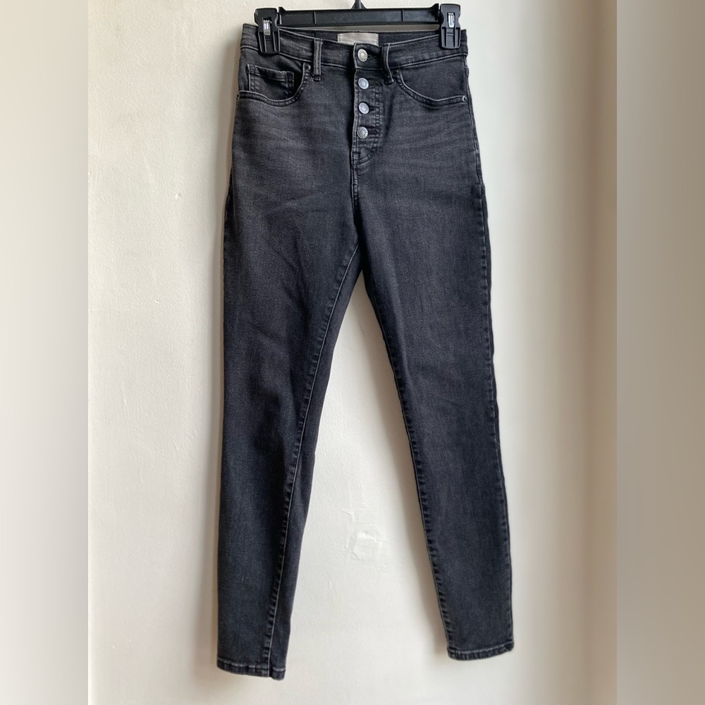 EVERLANE womens 27 The Authentic stretch high rise skinny faded black jeans